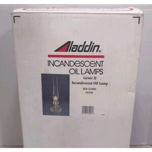 Vintage Aladdin Genie II Incandescent Oil Lamp Original Box Hairline Crack READ